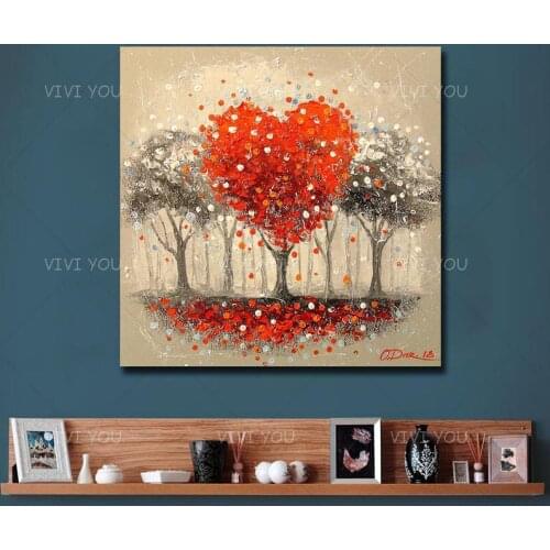 Hand-painted Love Heart Oil Paintings Art Handmade Modern Abstract Canvas Oil Painting Wall Art Gift Home Decoration No Frame