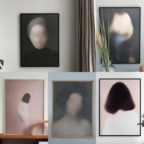 Nordic Abstract Foggy Girl Portrait Wall Art Canvas Poster And Print Painting Decorative Picture For Living Room Decoration
