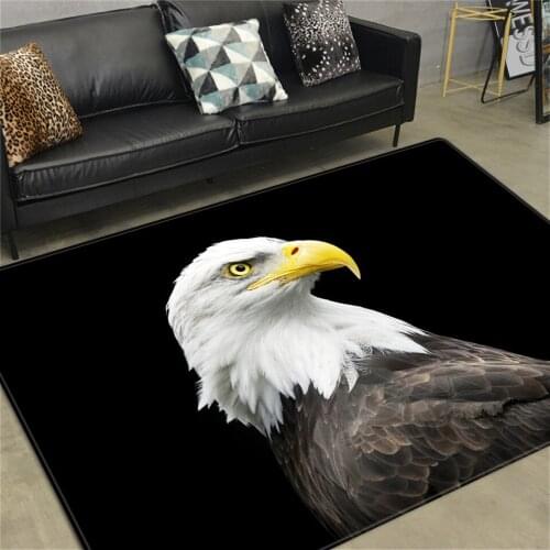 Bald Eagle Black Bedroom Carpet 3D Animal Floor Mat For Hallway Soft Sponge Area Rug Living Room Entrance Carpet Flannel Mat
