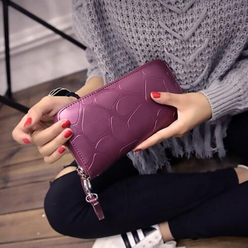 2021 Female Wallet Paint Leather Women Wallet Wrist Handle Female Purse Women Wallets Card Holders Phone Case Clip Pocket