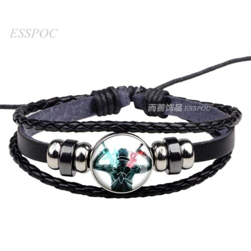 Sword Art Online Anime Black Rope Bracelet Kirigaya Kazuto Yuuki Asuna Figure Cosplay Lover Gift