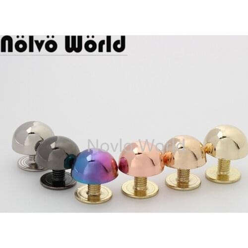50 pieces 6 colors 10mm rainbow color metal rivet for handbags studs for clothing bag leather craft rivet purse accessories