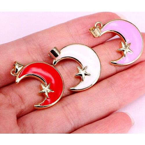 10Pcs 2019 fashion Enamel Crescent Moon Pendant For Women Jewelry making