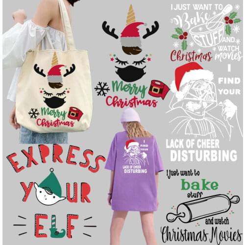 Cartoon Santa Claus animal deer alphabet design Heat Transfer for Clothing Printed Stickers Printed Decoration patches