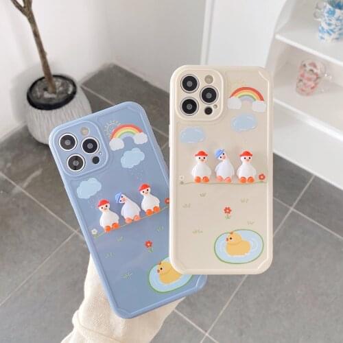 3D Cute Duck Soft Silicone Phone Case For iPhone X XR 8 7 Plus SE 2020 Shockproof Back Cover For iPhone 12 11 Pro XS Max