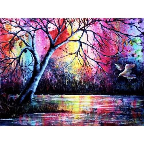 5D DIY Tree Hobbies And Crafts Diamond Painting Kits Full Round With AB Drill River Landscape Handmade Gift Home Decoration Art