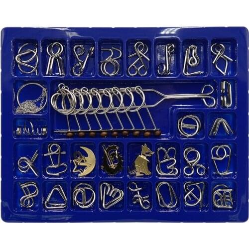 New 30 in 1 Set Metal Brain Teaser Wire Puzzle Game Toys for Children Adults Gift Box Packaging