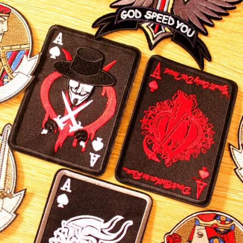 DIY Punk Patch Poker Patch Embroidered Patches For Clothing Iron On Clothing Patches On Clothes DIY Black Emperor Badge Applique