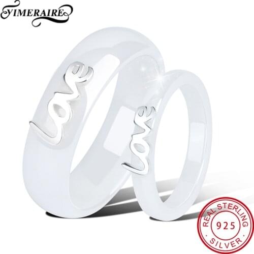 Lettering Love Sweet Wedding Ring For Lover Precious Ceramic Finger Rings For Women Couple Jewelry Statement Simple Style Gifts