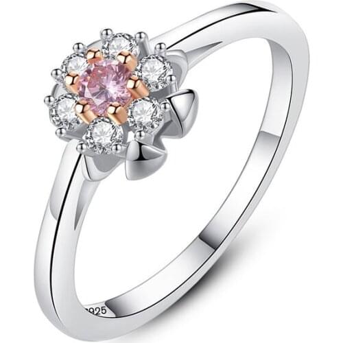 Wedding Crystal Silver Color Rings Flower Engagement 925 Silver Cubic Zircon Ring Fashion New Brand Bijoux For Women Jewelry