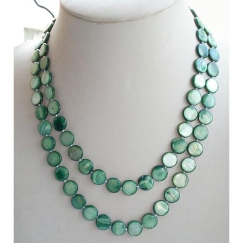 Wholesales free shipping 36'' genuine 10mm color coin mother pearl shell bead long rope necklace fashion jewellery