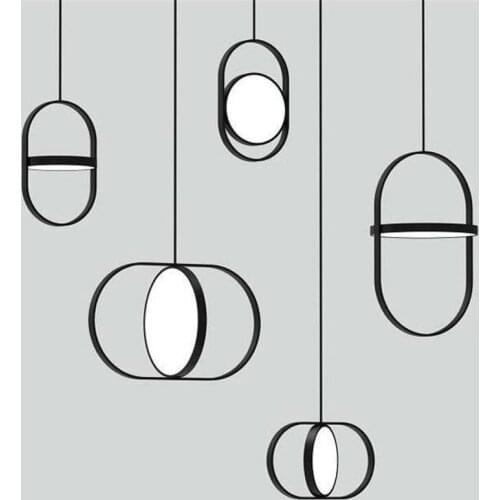 Simple postmodern double round LED pendant light fashion living room office restaurant cafe bedroom bedside lamp free shipping