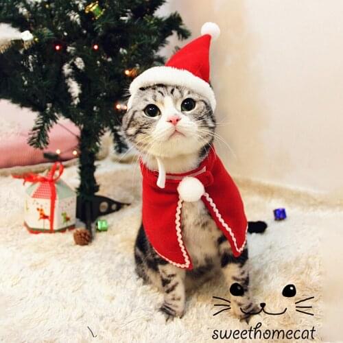 Christmas Cat Costumes Outfits Funny Santa Claus Pet Clothes For Small Cats Dogs Xmas New Year Pet Cat Clothing
