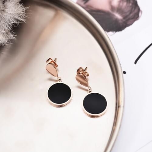 YUN RUO 2018 New Arrival Fashion Water Drop Round Stud Earring Rose Gold Color Woman Gift Titanium Steel Fine Jewelry Never Fade
