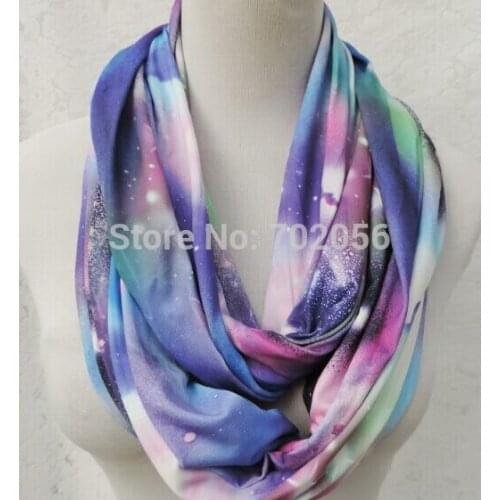 Trendy The stars in the sky Rayon silk Infinity Scarf For Women Fashion Long Ring Scarves All season Matched 10pcs/lot #3821