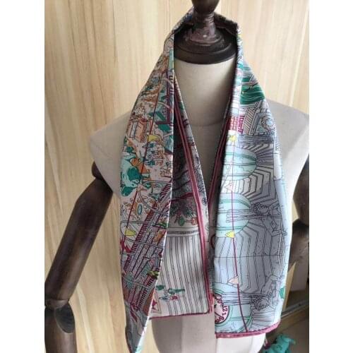 2020 new arrival autumn winter classic design 100% silk scarf 90*90 cm square shawl twill wrap for women lady free shipping