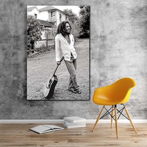 Modern painting bob marley black and white pictures canvas art print stretched frame Artwork living room large wall art decor