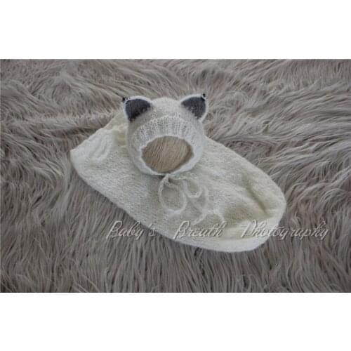 Newborn Fox sleeping Bag with Bonnet Set Knitted Newborn Photo Prop
