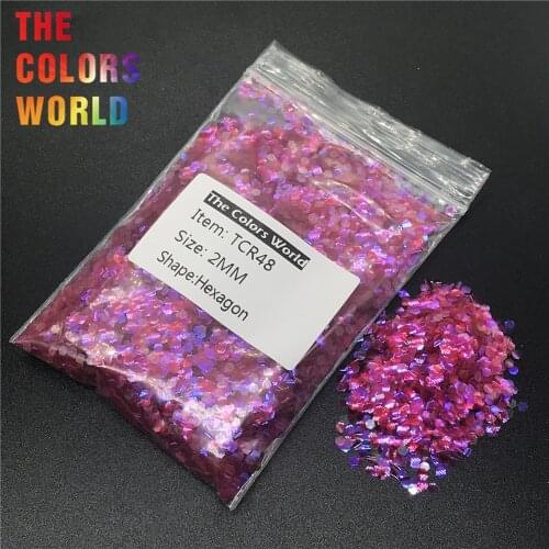 TCR48 Iridescent Rainbow Red Color With Purple Light Hexagon Shape Nail Glitter Nail Art Decoration Body Paint Makeup Handwork
