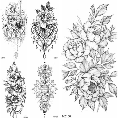 Womens Fashion Flower Temporary Tattoos Sticker Fake Jewelry Body Art Tattoos Paste Waterproof Planets Anchor Tatoo For Women