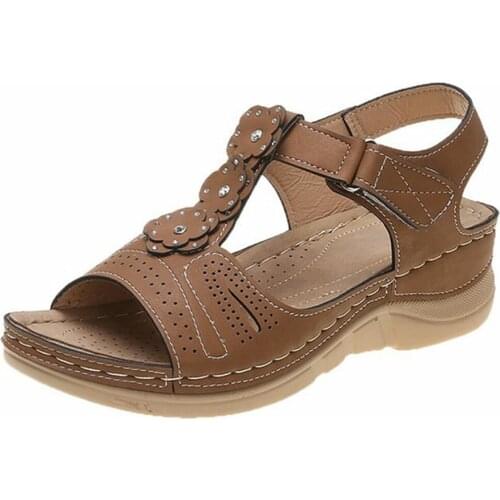 Women Flowers Decor Slip Resistant Comfy Casual Wedges Sandals