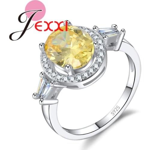 Luxury AAA Oval CZ Crystal Finger Rings 925 Sterling Silver -silver-jewelry for Women Engagement & Wedding Party