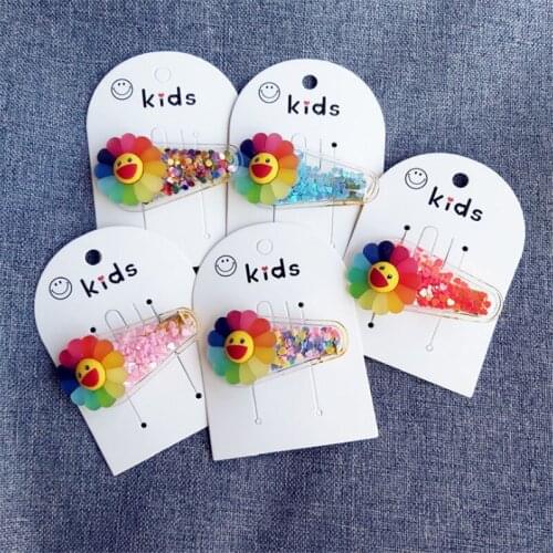 10pcs/lot Kid Girl Barrette Transparent Hair Clips Quicksand Candy Color Cute Flower Hairpin Hair Clips Sequins Hair Accessory