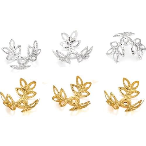 100 Pcs Flower Spacer Beads End Caps Hollow Pendant Charms Filigree DIY Jewelry Accessories Jewelry Making Supplies