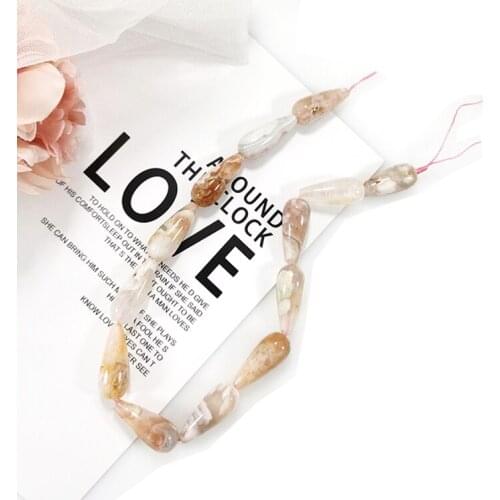 12x30mm Cherry Sakura Agate Stone Mineral Natural Gemstone Teardrop Shape Beads DIY Jewelry Necklace Pendant Unique Gift Crystal