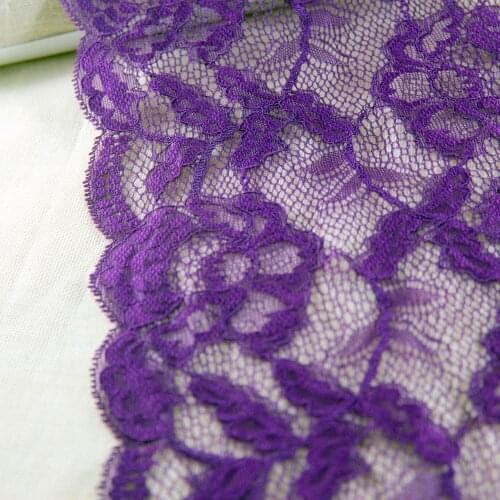 2 Yards 17cm Width Purplish Elastic Stretch Lace Trim Craft Sewing Elastic Lace Doll Handmade Materials