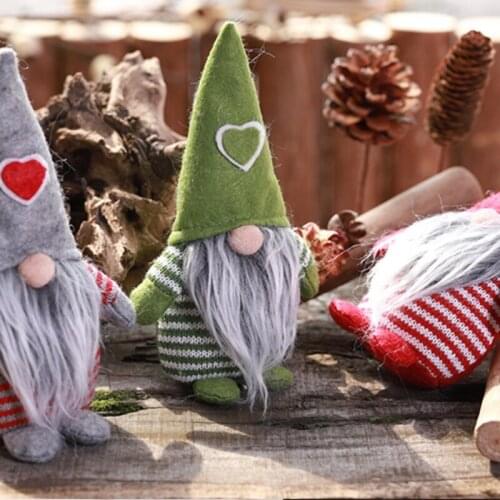 2019 Christmas Non-Woven Hat With Heart Handmade Gnome Santa Christmas Figurines Ornament Holiday Table Decor Festive Present
