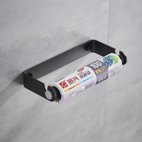 4 Size Black Space Aluminum Cling Film Storage Rack Rag Rod Paper Holder Kitchen Paper Rack Kitchen Organizer