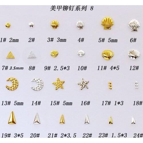 500pcs/pack Japan Star Moon Shell Stud Rivet 3D Nail Art Decorations Metal Nail Accessories Alloy Nail Parts DIY Nail Supplies