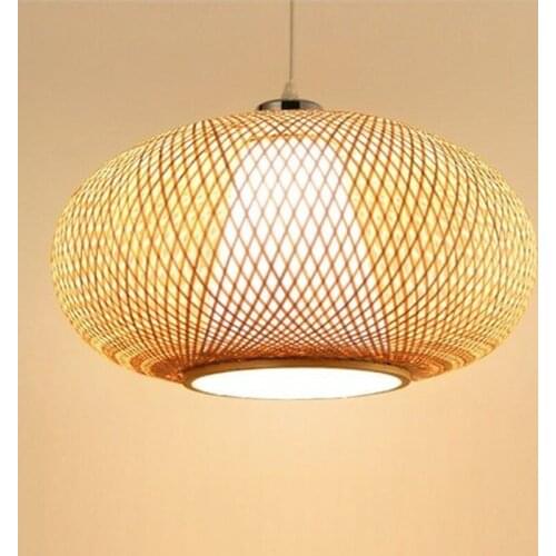 Bamboo Wicker Rattan Lantern Pendant Light Fixture Asian Japanese Rustic Hanging Ceiling Lamp Avize Luminaria Lustre Indoor Home