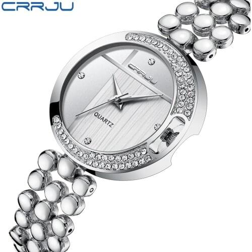 Fashion Women Watches CRRJU Top Brand Luxury Star Sky Dial Clock Luxury Rose Gold Womens Bracelet Quartz Wrist Watches relogio