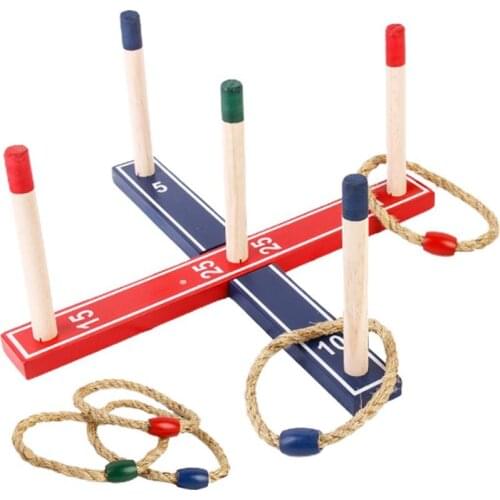 Wood Ring Throwing Ferrule Funny Kids Outdoor Sport Hoop Ring Toss Toy Cross For Children Gift Quoits Garden Game Pool Table Toy