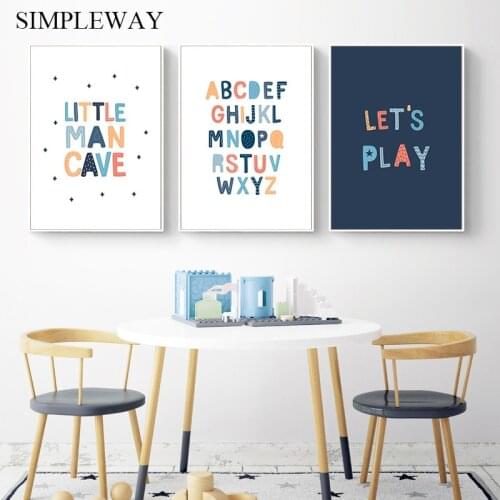 Nurmbers Alphabet Child Wall Poster Baby Nursery Wall Art Canvas Print Minimalist Painting Nordic Kid Bedroom Decoration Picture