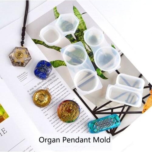 Faceted Round Square Orgonite Resin Pendant Mold Crystals Stones Orgone Silicone Resin Mold Keychain Jewelry Making Tool