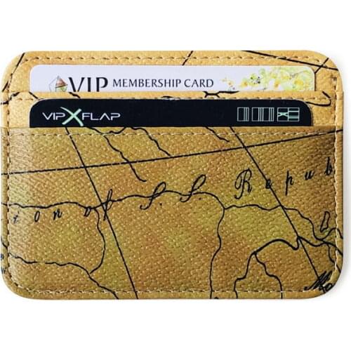KANDRA New Maps Printing Leather Credit Card ID Holders Women Simple Thin Vintage Card Business Card Coin Bags for Men