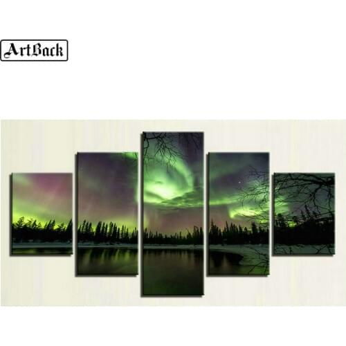 Five spell 5d diy diamond painting Northern Lights landscape full square diamond mosaic crafts home decoration