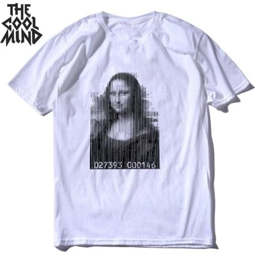 COSMIC 100% cotton short sleeve cool loose Mona Lisa print men T shirt casual loose men tshirt cool o-neck t-shirt tee shirts