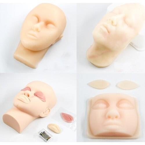 Soft silicone head mold teaching facial injection model micro-line carving double eyelid surgery practice soft head mold with or
