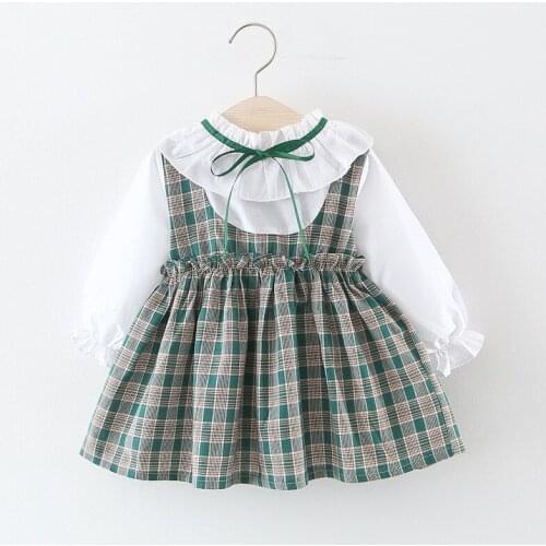 2019 spring Baby girls new Dress clothing children girls fashion long sleeve plaid cotton princess Dress 1-2 Years