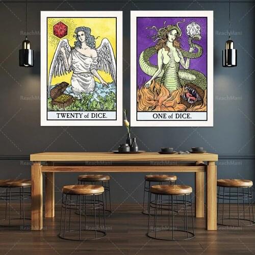 Dice print • Tarot theme wall art • Fatal blow Miss Key print set • Medusa angel imitator