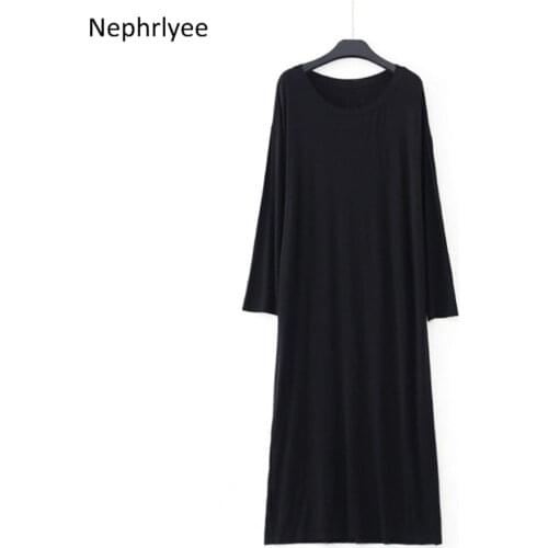 Pajamas Dresses Women Modal Nightwear O-Neck Full Sleeved Home Wear Pajamas Comfortable Sleeping Dress 18-49 Years Old S00175