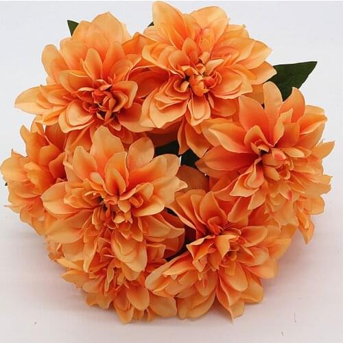 Flowers For Home Wedding Fake Dahlia Simulation Bouquet Party Room Decoration 1pcs 50cm High Quality 10 Heads Decor Silk