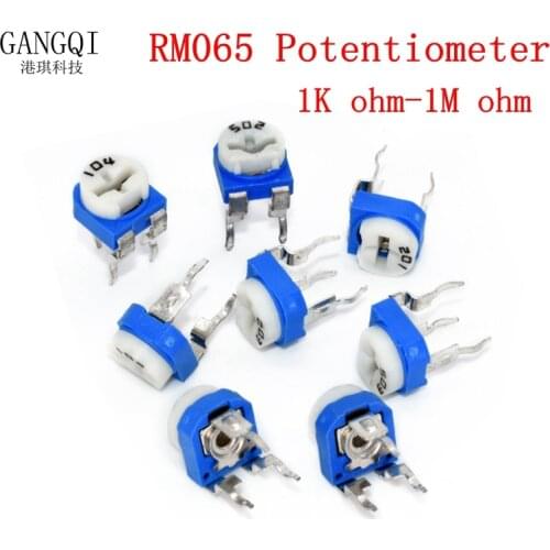 20pcs RM065 RM-065 Trimpot Trimmer Potentiometer 100 200 500 ohm 1K 2K 5K 10K 20K 50K 100K 200K 500K 1M ohm 100R 200R 500R