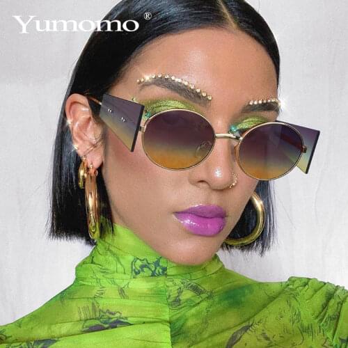 Luxury Rimless Fashion Steampunk Men Sunglasses Fashion Oval Designer Women Sun Glasses Punk New Designer UV400 Oculos Shades
