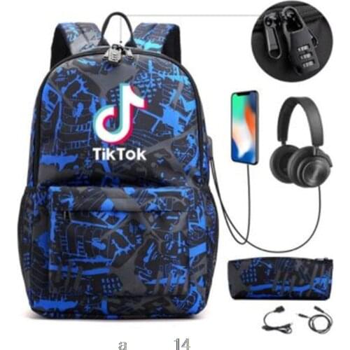Tik ToK USB Backpack Men Teenager School Bag Women USB Travel Rucksack Large Mochila Escolar 2 pcs set school birthday gift