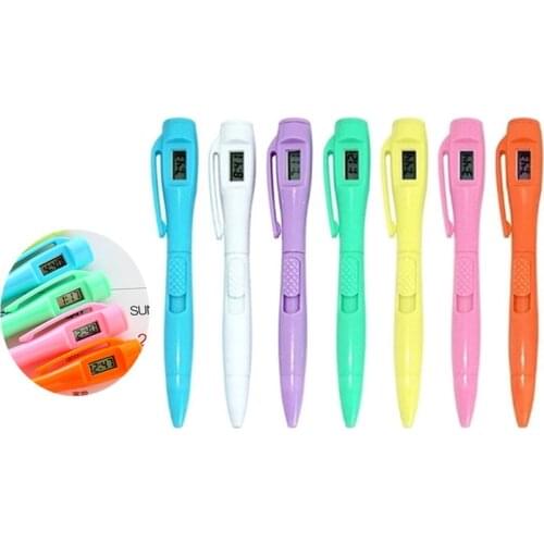 2pcs Electronic watch ballpoint pen student examination with time signature pen